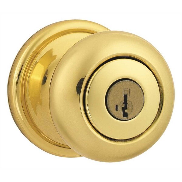 Hancock Polished Brass Entry Door Knob Featuring SmartKey Security